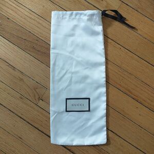 Gucci Shoe Dust Bag Drawstring Satin Storage Travel Bag Logo 6.5x15”